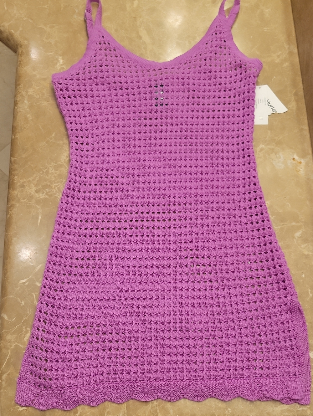 Hurley Crochet Tank Cover-up/Mini Dress in Vibrant Orchid Pink, S - Picture 12 of 16